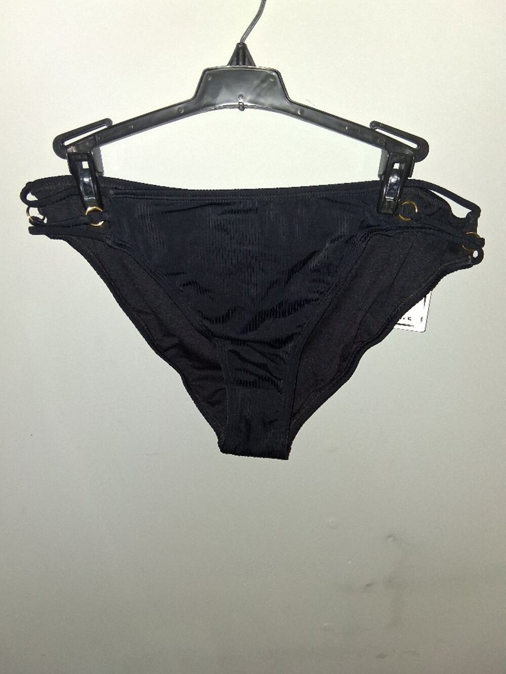 California Sunshine Swimwear Women's Black M Ribbed Side Strap Bikini Bottom